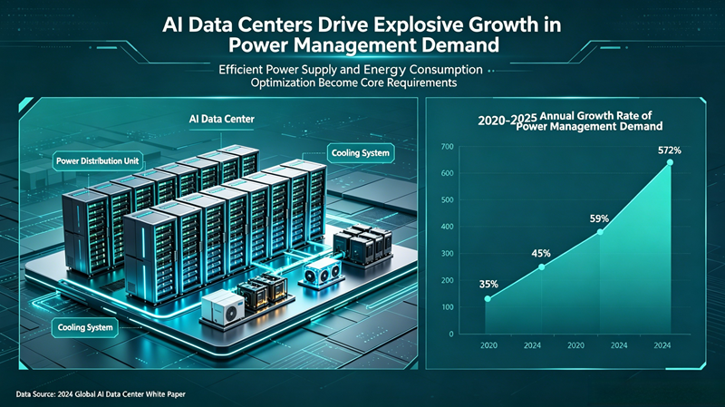 AI data centers are driving a surge in power management demands.
